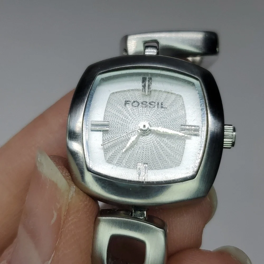 Fossil Watch ES1869 Silver Contemporary All Stainless Steel Watch EUC